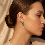 Emerald Gold Hoop Earrings