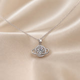 Refined necklace with a white gold planet-shaped pendant