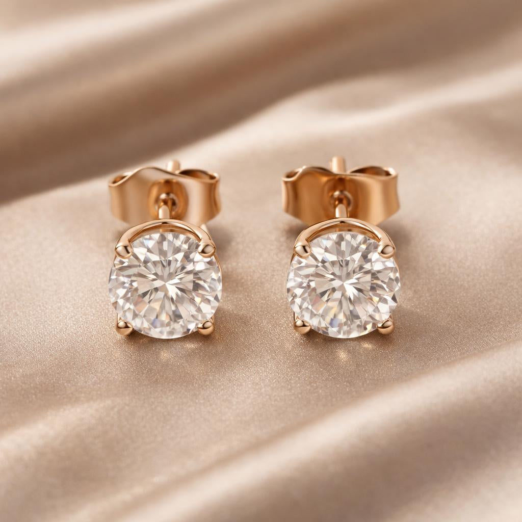 Zirconium Earrings with White Gold