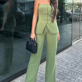 BRIA - Two-Piece Sleeveless Buttoned Ensemble