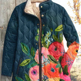 Wilma™ | Quilted Jacket with Flowers on Navy