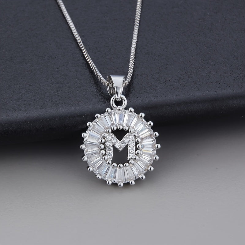 White gold necklace with initial "Z" and zirconia