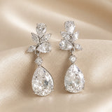 Drop Earrings with White Gold Flowers