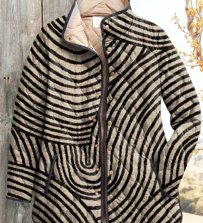 Quilted Jacket in Swirling Stripes