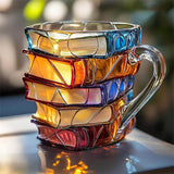 Tasse 3D artisanale avec pile de livres pour les passionnés de lecture