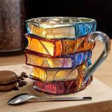 Tasse 3D artisanale avec pile de livres pour les passionnés de lecture