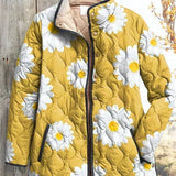 Almuth™ | Quilted Jacket with Daisies in Yellow
