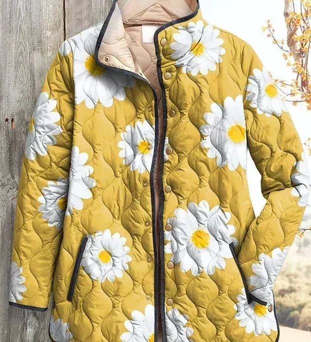 Almuth™ | Quilted Jacket with Daisies in Yellow