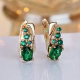 Gold and Emerald Drop Earrings