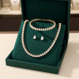 Stunning complete wedding set in clear round cubic zirconia