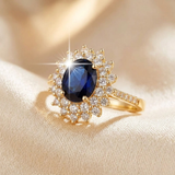 Halo Sapphire Ring in Gold