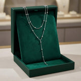 Long Fringe Pearl Necklace in Double Layer Gold