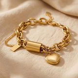Gold Heart Link Bracelet