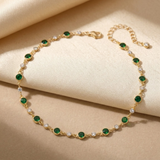 Emerald Station Necklace in Gold