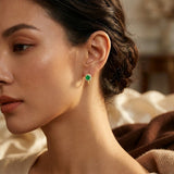 Gold and Emerald Hoop Earrings