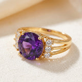 Gold ring with amethyst and split shank