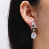 Drop Earrings with White Gold Flowers