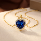Golden Sapphire Heart Necklace