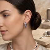 Silver Sapphire Hoop Earrings