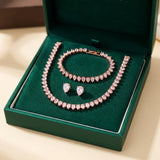 Stunning complete wedding set in clear round cubic zirconia
