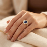 Halo Sapphire Ring in Gold