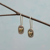 Vintage Gold Heart Inlay Earrings