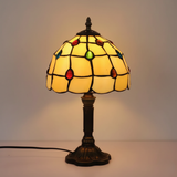 Tischlampe aus Buntglas in Gold