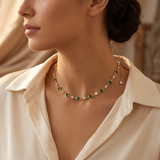 Emerald Station Necklace in Gold