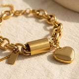 Gold Heart Link Bracelet