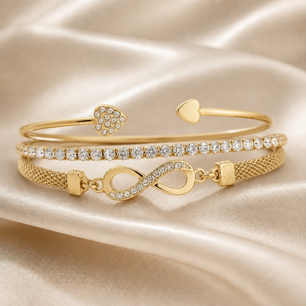 Collection of Bracelets with White Gold and Infinity Design