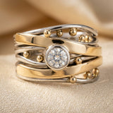 Silver and Gold Ring with Enveloping Setting