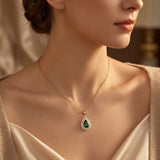 Gold and Emerald Drop Necklace