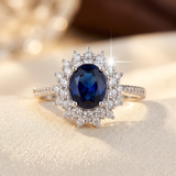 Halo Sapphire Ring in Gold