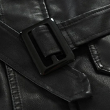 Elegant Long Leather Biker Jacket