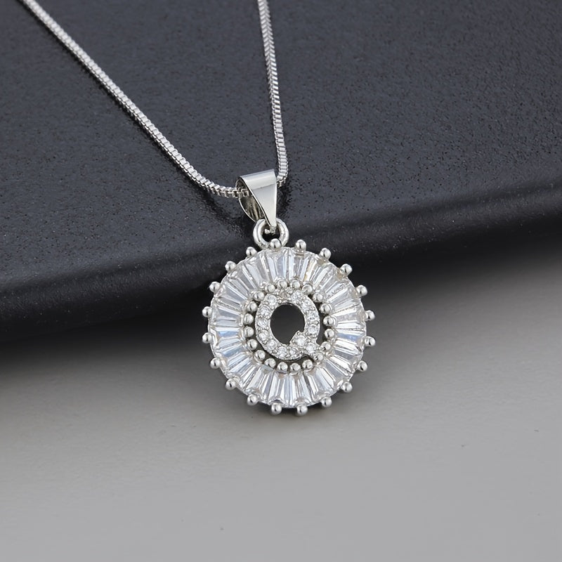 White gold necklace with initial "Z" and zirconia