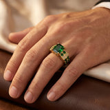 Geometric Emerald Gold Ring