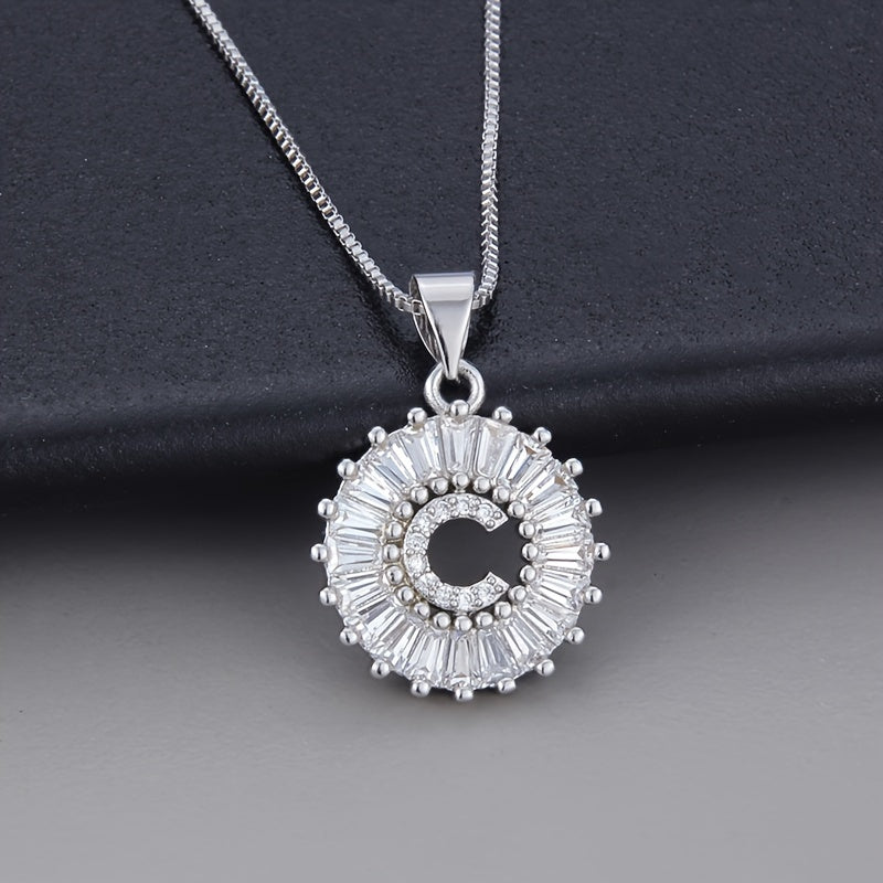White gold necklace with initial "Z" and zirconia