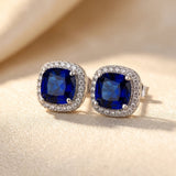 Silver Sapphire Stud Earrings