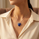 Silver Sapphire Heart Necklace