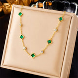 Emerald Gold Geometric Necklace