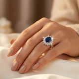 Halo Sapphire Ring in Gold