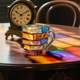 3D handgefertigte Tasse mit Bücherstapel für Bücherliebhaber