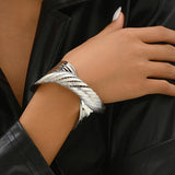 Mat White Gold Braided Bracelet