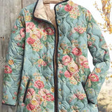 Quilted Jacket with Roses on Mint