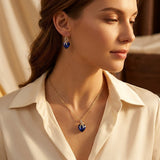Gold Sapphire Heart-Shaped Necklace and Earrings