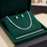 Stunning complete wedding set in clear round cubic zirconia