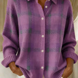 Rebecca - Purple Check Cardigan