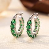 Emerald Gold Hoop Earrings