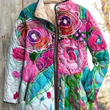 Quilted Jacket with Flowers in Pink