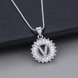 White gold necklace with initial "Z" and zirconia